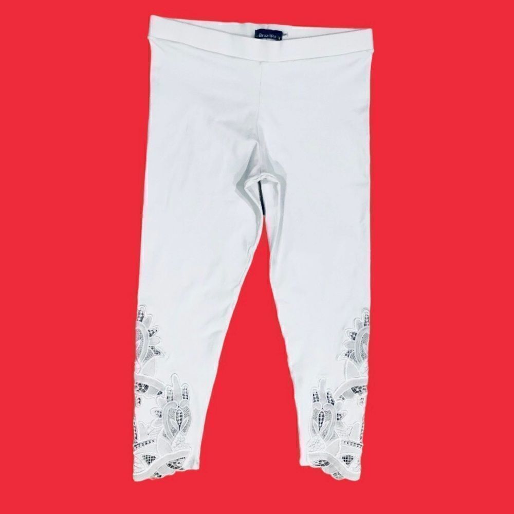 Brazil Roxx White Embroidered Leggings Sz L